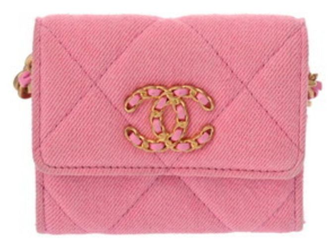 Monedero con solapa Chanel 19 Rosa