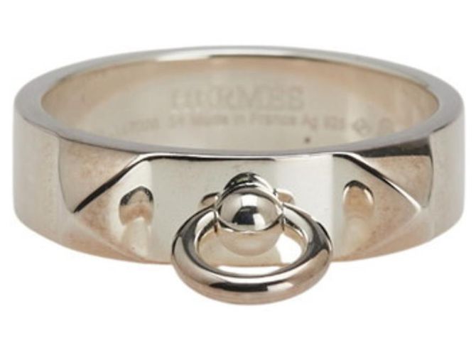 Ring Anello Collier de Chien Hermès Argento 