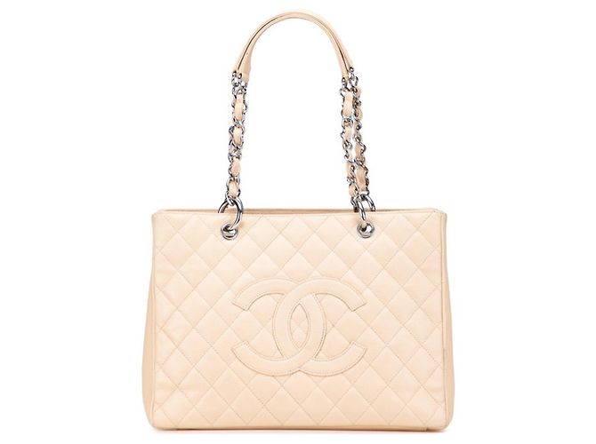 Bolsa Tote Chanel Matelassé Coco Mark em bege
