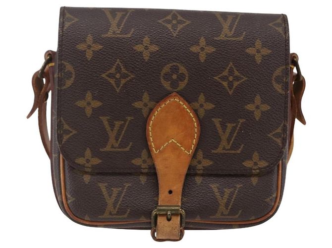 Bolsa Cartouchiere Louis Vuitton em lona Monogram PM Marrom