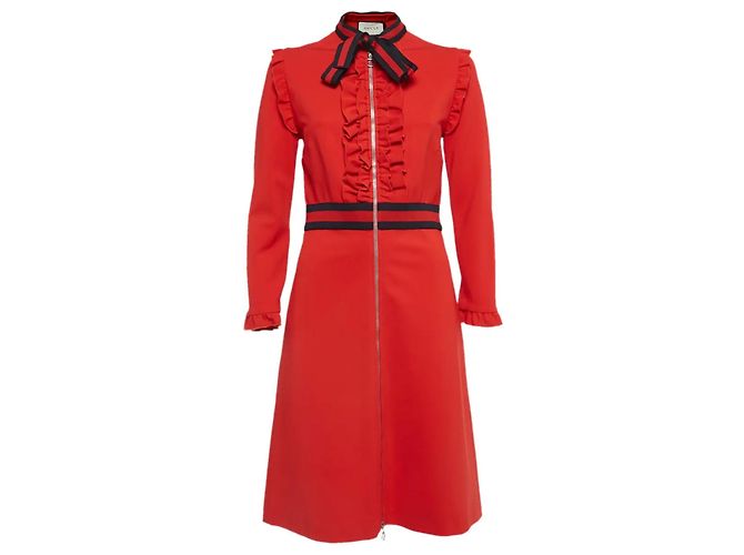 Gucci Kleid aus rotem Jersey mit Web Details