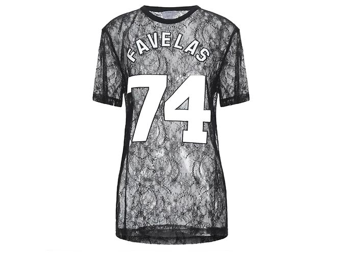 Camiseta de encaje Givenchy FAVELAS negra Negro