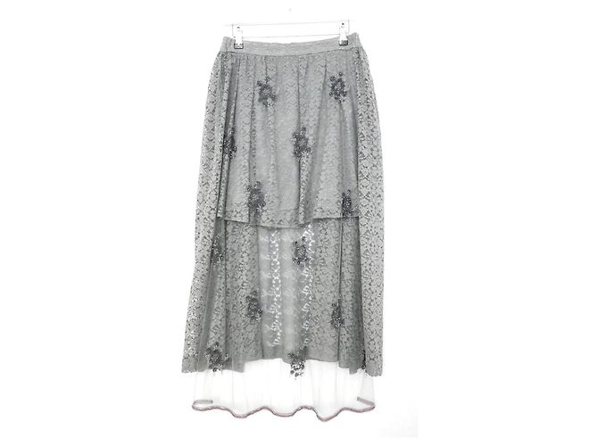Stella Mc Cartney Saia de tule e renda com pérolas Isabella da Stella McCartney Cinza