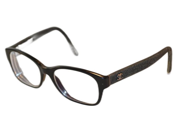 Occhiali Chanel neri e denim Nero Blu