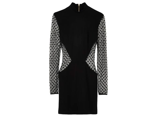 Vestido mini Balmain preto de malha com bolinhas