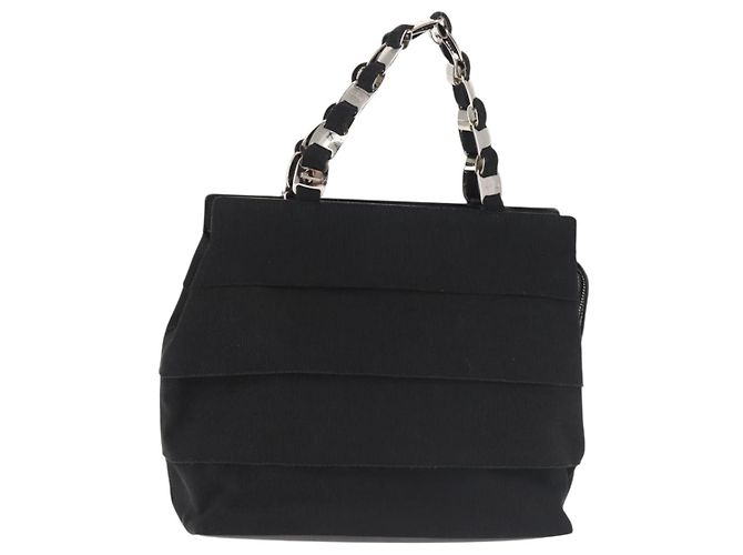Borsa a mano Vala in tela nera e argento di Salvatore Ferragamo Auth 143256 Nero