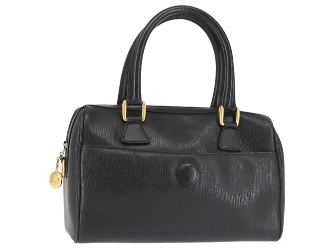 Borsa a mano GUCCI in pelle nera e oro Auth 144139 Nero D'oro
