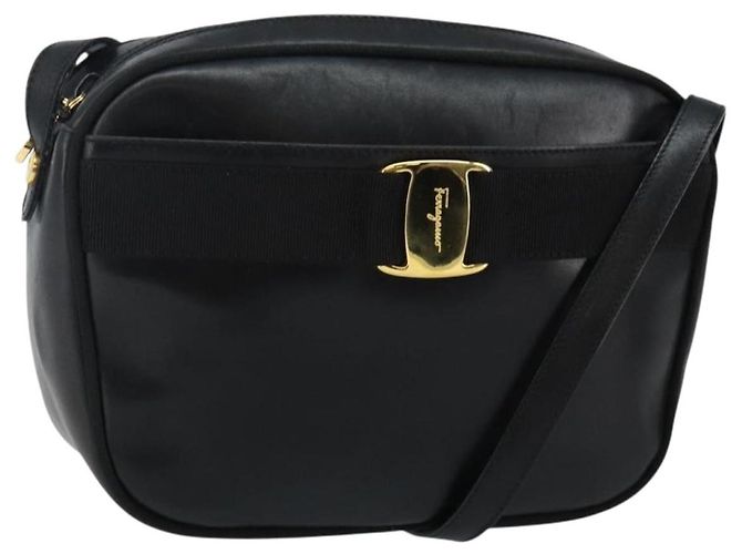 Borsa a Spalla Vala in Pelle Nera e Oro Auth BA5962 di Salvatore Ferragamo Nero D'oro