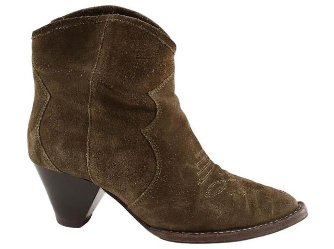 Isabel Marant Botas de cano curto Darizo em camurça cáqui Caqui