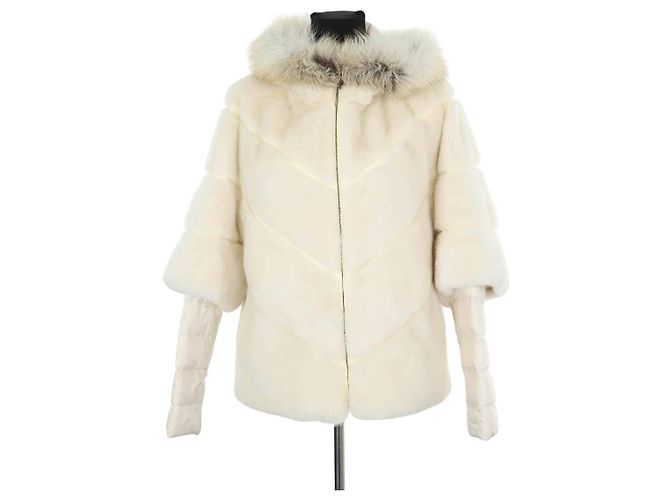 Yves Salomon White fur coat