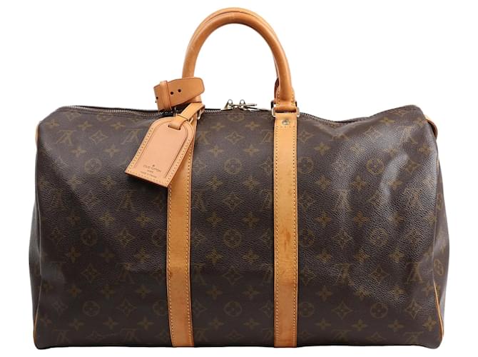 Louis Vuitton Monogram Canvas Keepall 45 Travel Bag M41428 Brown Leather  ref.2537509