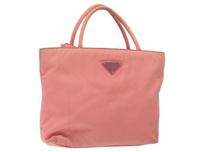 PRADA Bolsa de mão de nylon rosa Auth gh489