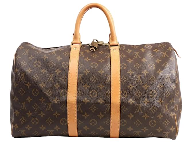 Louis Vuitton Monogram Canvas Keepall 45 Travel Bag M41428 Brown Leather  ref.2537720