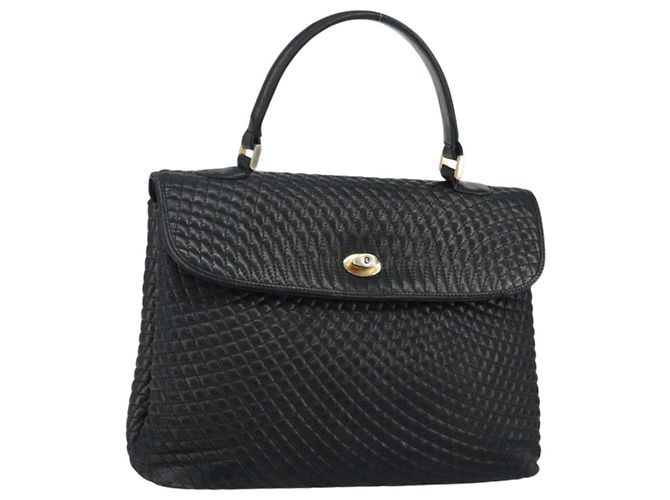 BALLY Borsa a mano in pelle nera e oro Auth BA6133 Nero D'oro