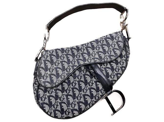Bolsa Dior Saddle Cinza de Tecido