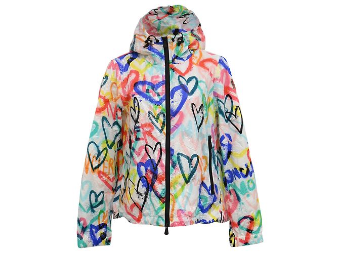Giacca da sci in piuma stampata Moncler Grenoble Belpeit in nylon multicolore