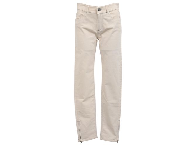 Calça reta Loro Piana em algodão branco Cru