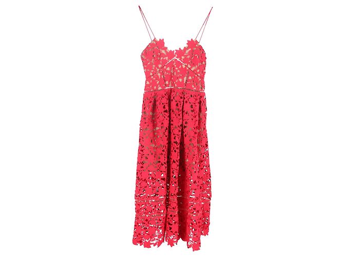 Self portrait Azalea Midi Kleid von Self-Portrait aus rotem Polyester