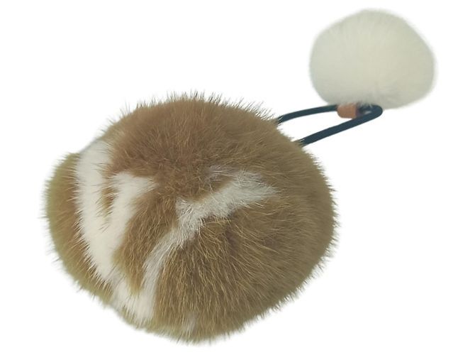 Elástico de cabelo de pele de vison Louis Vuitton Marrom Branco