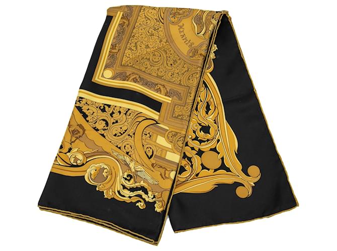 Hermès Black Le Mors a La Conetable Silk Twilly Scarf Cloth  ref.2538382