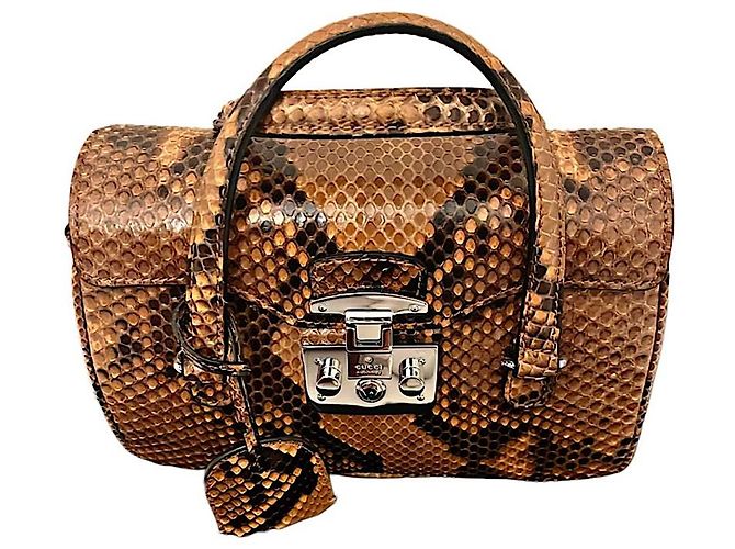 Sac à main Gucci Lady Lock en python marron