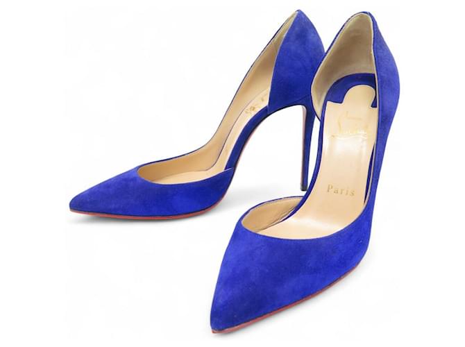 Christian Louboutin LOUBOUTIN IRIZA PUMPS 37 SUEDE BLUE DEER SHOES  ref.2538879
