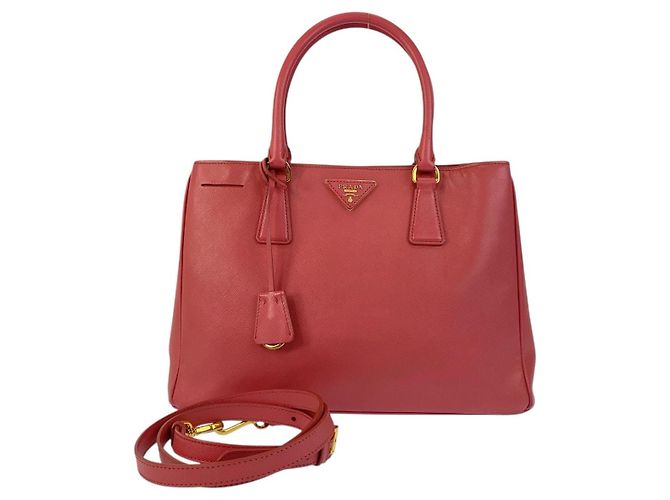 Bolso tote de cuero con logo triangular Prada Rosa