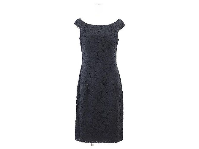 Christian Dior Blumen Spitzenkleid Blau Marineblau