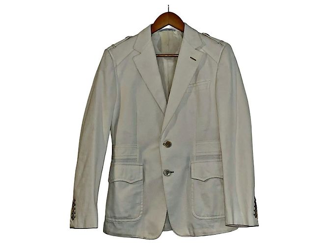 Blazer Gucci Estilo Militar de Algodón Blanco