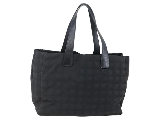 CHANEL Nova Bolsa Tote de Viagem Nylon Preta CC Auth BA6319 Preto