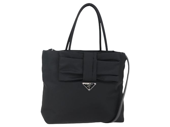 PRADA Borsa a Mano Nylon 2 in 1 Nero Argento Auth 139041V