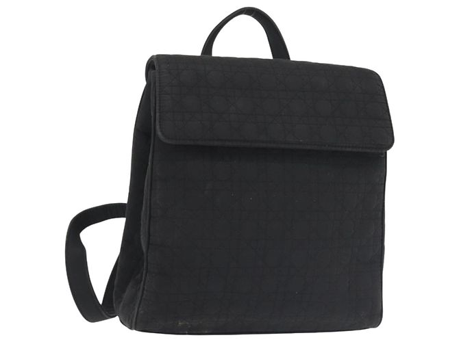 Christian Dior Canage Backpack Nylon Black Gold Auth BA5824 Golden