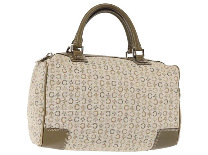 Céline CELINE C Macadam Canvas Handtasche Beige Silber Auth BA6265