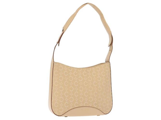Céline Bolsa de Ombro em Lona Macadam C da CELINE Bege Dourado Auth BA6239