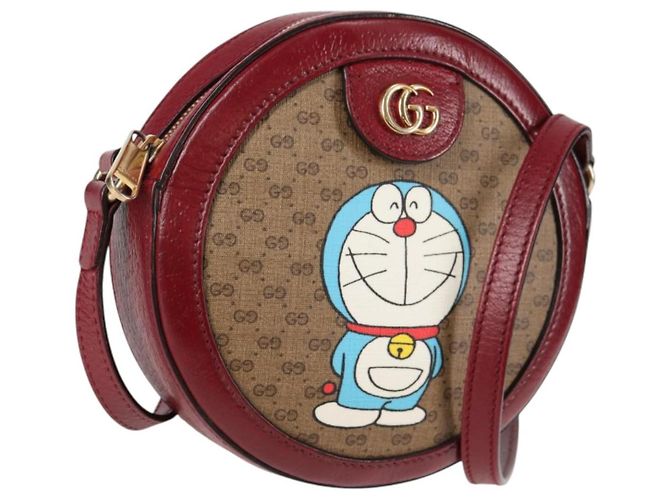 Gucci Doraemon Round Printed Mini GG Coated Canvas Beige