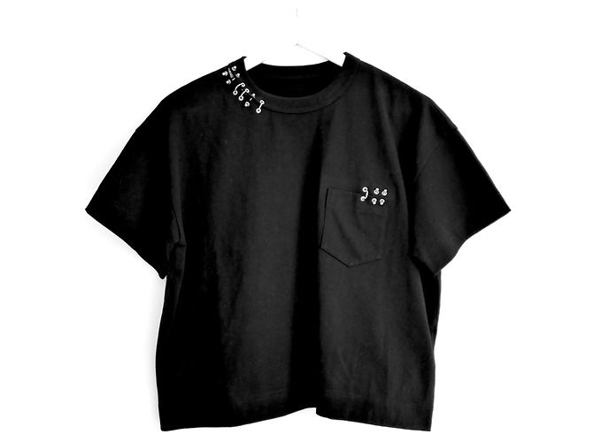 T-shirt Top Piercing Sacai Nero