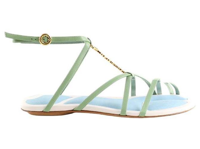 Jacquemus Pralu Green Leather Sandals