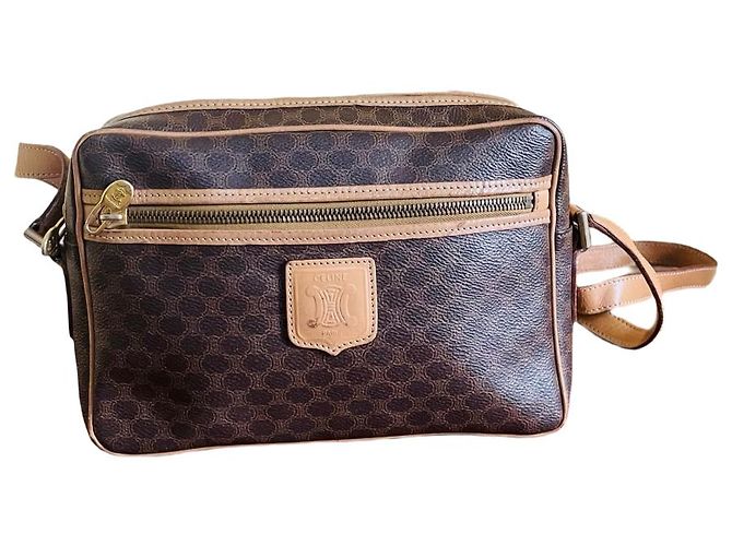 Bolsa transversal Céline Macadam Marrom Couro