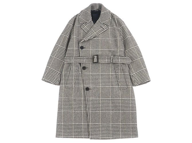 Hermès Hermes Glen check Wool Leather Coat Brown
