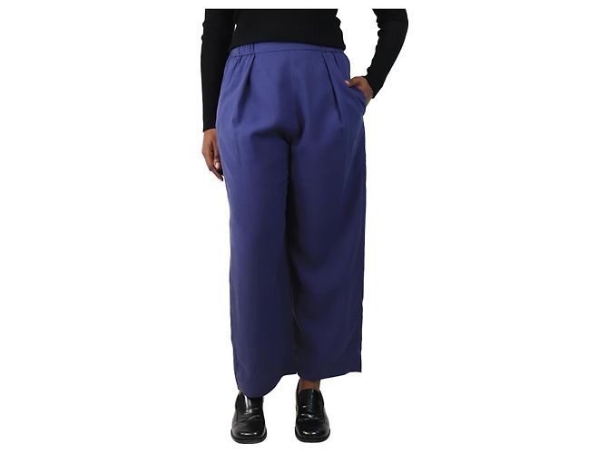 Autre Marque Blaue seidenplissierte Hose - Größe M