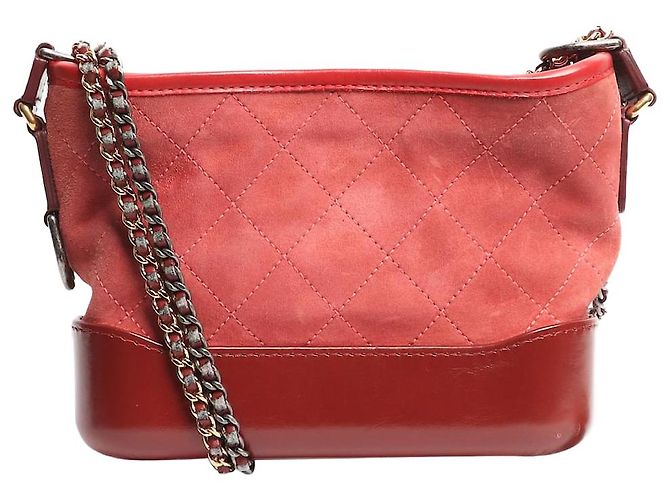 Chanel Rote Gabrielle Umhängetasche aus Wildleder und Leder 2017