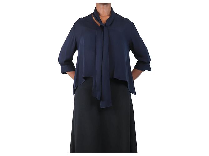 Autre Marque Seidenbluse in Marineblau - Größe M