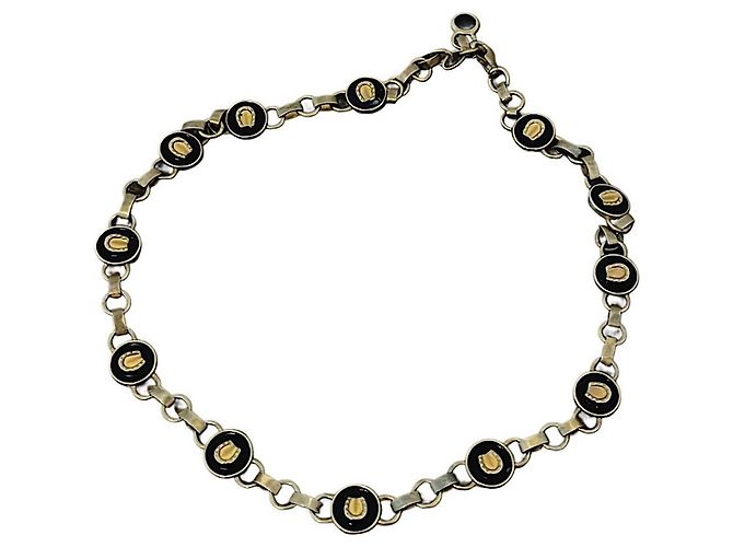 Gucci Hufeisen Medaillon Email Kettengürtel Silber Silber Hardware