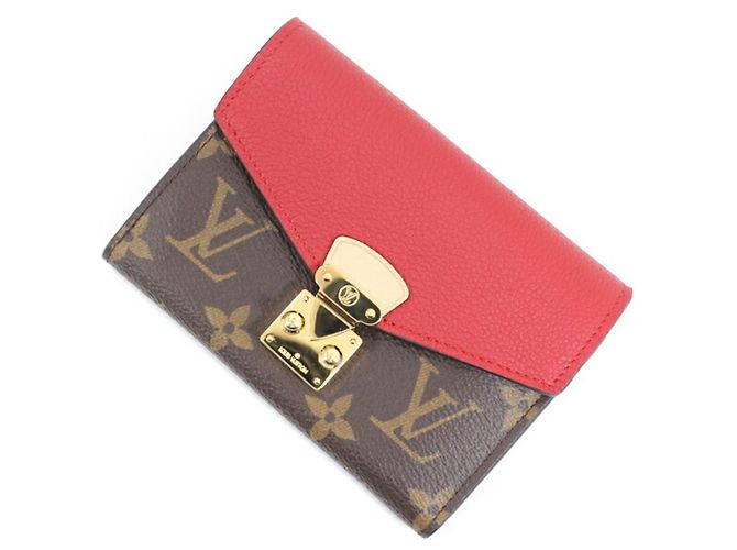 Pallas Louis Vuitton Women's Trifold Wallet Brown Red Fuschia