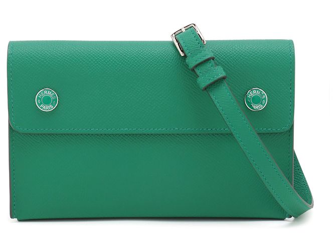 Cartera Hermèsnap en Epsom verde con correa