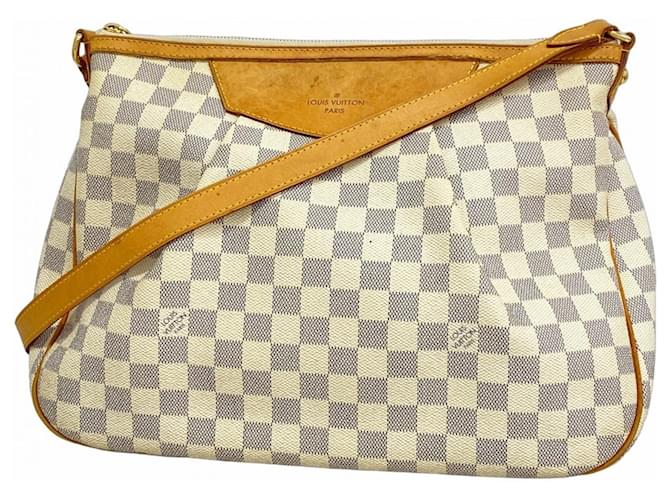 Louis Vuitton Damier Azur Siracusa MM Shoulder Bag White  ref.2541459
