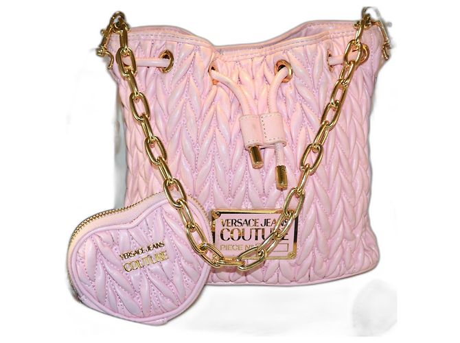 borsa a secchiello Versace Jeans Couture rosa in ecopelle