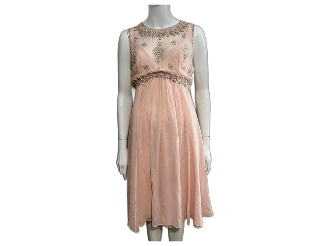 Jenny Packham Robe en soie ornée à la main dans un rose doux