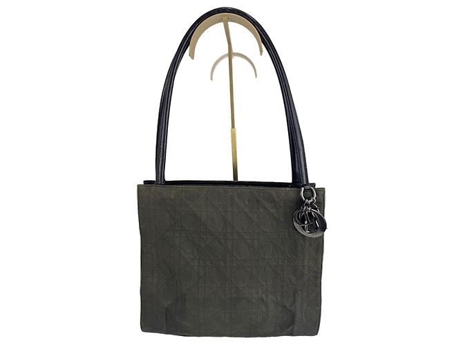 Christian Dior Dior Lady Dior tecido e couro verde 266 Verde escuro