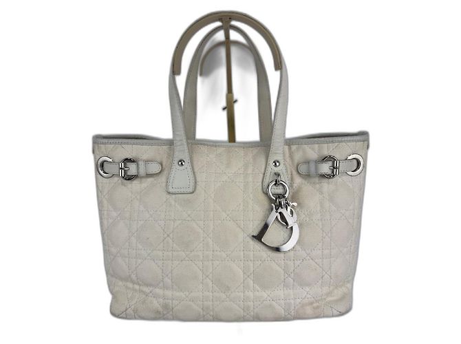 Christian Dior Bolsa Dior em lona / couro creme 268 Cru